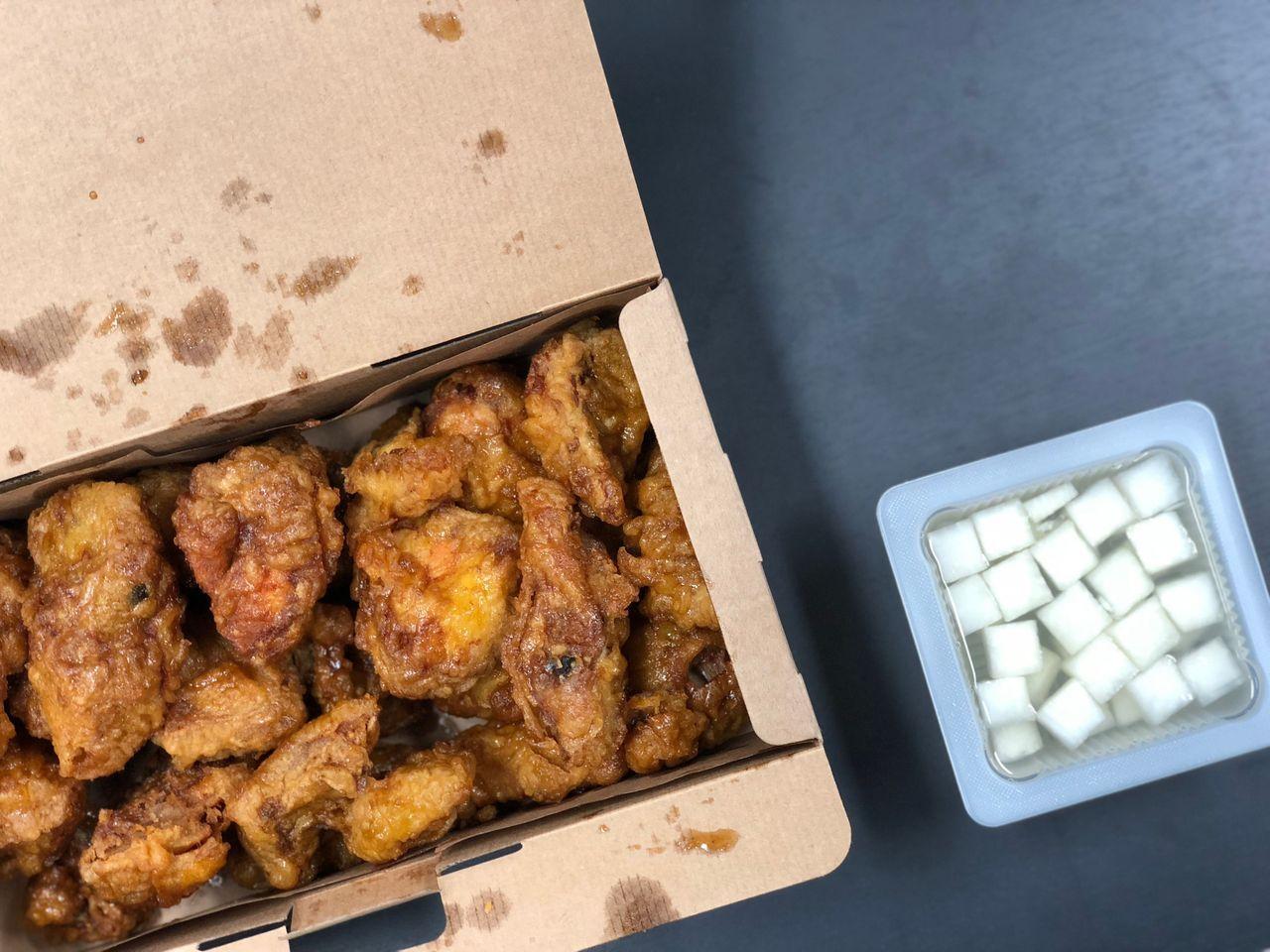 Delicious chunks of Kyochon Honey Chicken that are ready to be devoured.